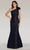 Feriani Couture 18356 - One Shoulder Printed Evening Gown Evening Dresses 2 / Navy