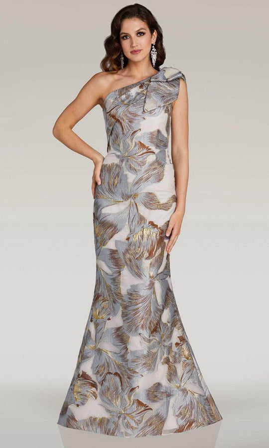 Feriani Couture 18359 - Floral Print One Shoulder Evening Gown