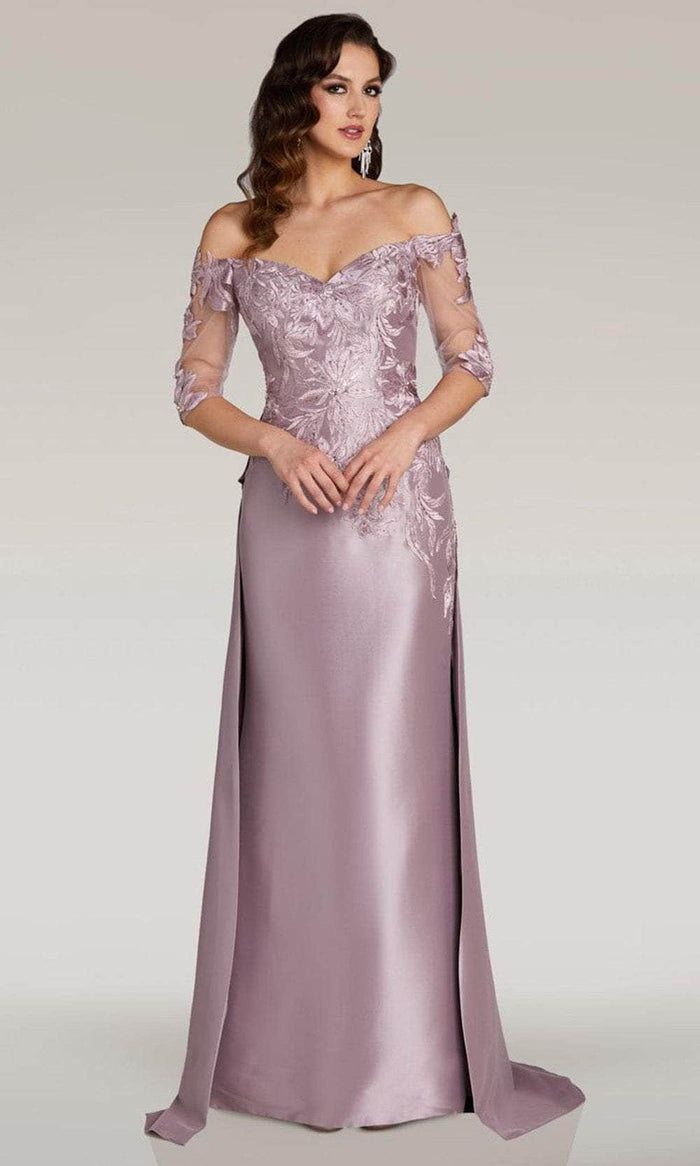 Feriani Couture 18390 - Illusion Sleeve Overskirt Formal Gown Evening Dresses 2 / Mauve