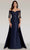 Feriani Couture 18390 - Illusion Sleeve Overskirt Formal Gown Evening Dresses 2 / Navy