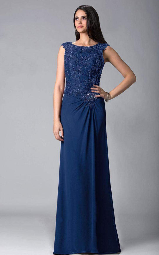 Feriani Couture - 18402 Embellished Cap Sleeve Column Gown
