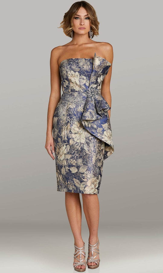 Feriani Couture 18409 - Folded Accent Straight Neckline Cocktail Dress