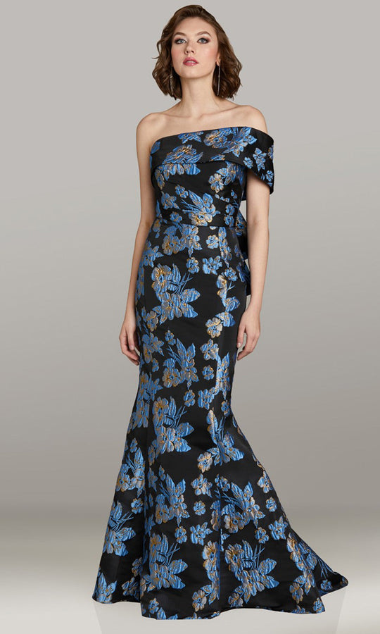 Feriani Couture 18481 - Back Bow Floral Pattern Evening Dress