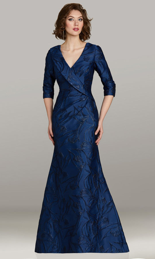 Feriani Couture 18495 - Wrap V-Neck Textured Evening Gown
