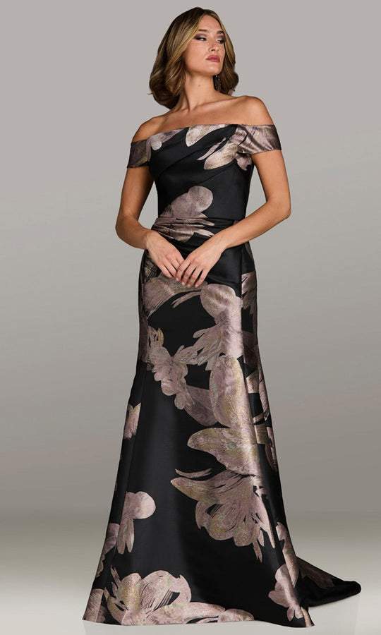 Feriani Couture 18537 - Floral Bodice Straight Neckline A-Line Gown