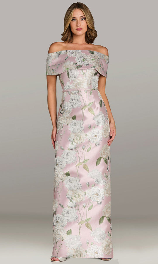 Feriani Couture 18543 - Floral Column Evening Gown with Back Slit