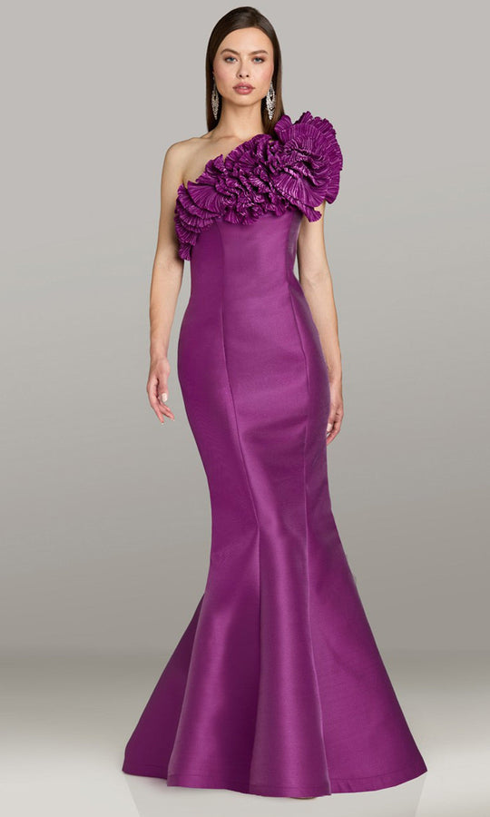 Feriani Couture 18554 - One Shoulder Ruffle Accent Evening Dress