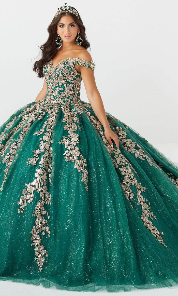 Fiesta Gowns 56471 - Intricately Embellished Voluminous Dress Quinceanera Dresses 0 / Emerald Rose Gold