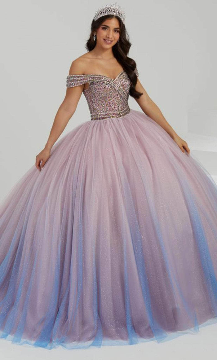 Fiesta Gowns 56475 - Ombre-Designed Rhinestone Dress Ball Gowns 0 / Blush Blue Ombre