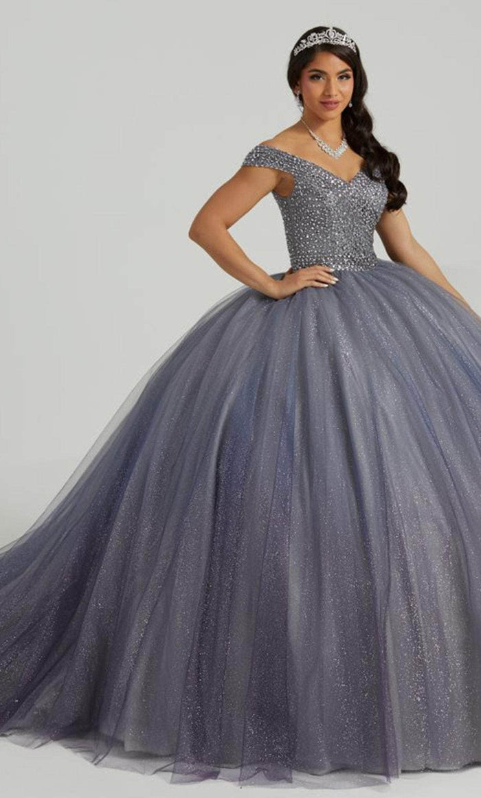 Fiesta Gowns 56475 - Ombre-Designed Rhinestone Dress Ball Gowns 0 / Slate Gray Ombre