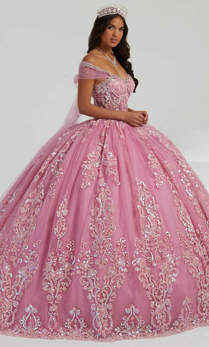 Fiesta Gowns 56476 - Sequined Quinceanera Ballgown Ball Gowns 0 / Rose