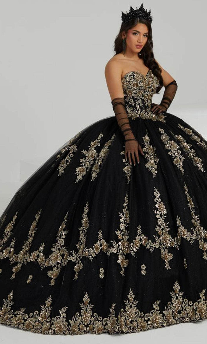 Fiesta Gowns 56478 - Strapless Sweetheart Quinceanera Gown Ball Gowns 0 / Black