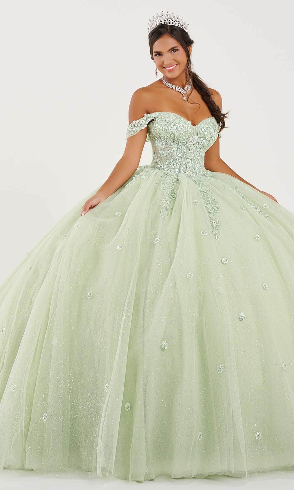 Fiesta Gowns 56490 - 3D Beaded Off-Shoulder Ballgown Couture Candy Fiesta Gowns 56490 - 3D Beaded Off-Shoulder Ballgown Couture Candy