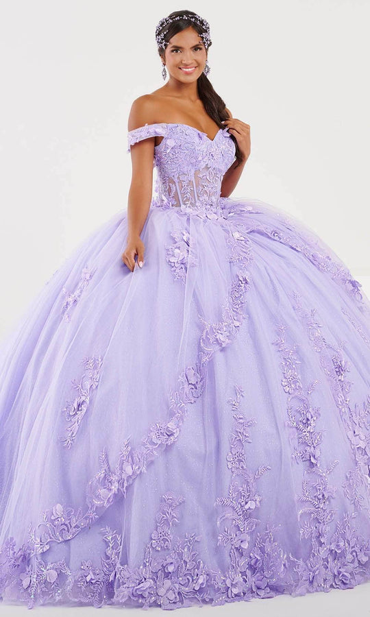 Fiesta Gowns 56496 - Embroidered Corset Off-Shoulder Ballgown