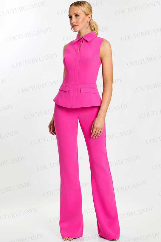 Jovani 44979 - Collared Neckline Keyhole Pantsuit
