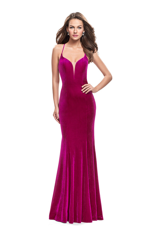La Femme 25174 - Plunging V Neck Velvet Gown