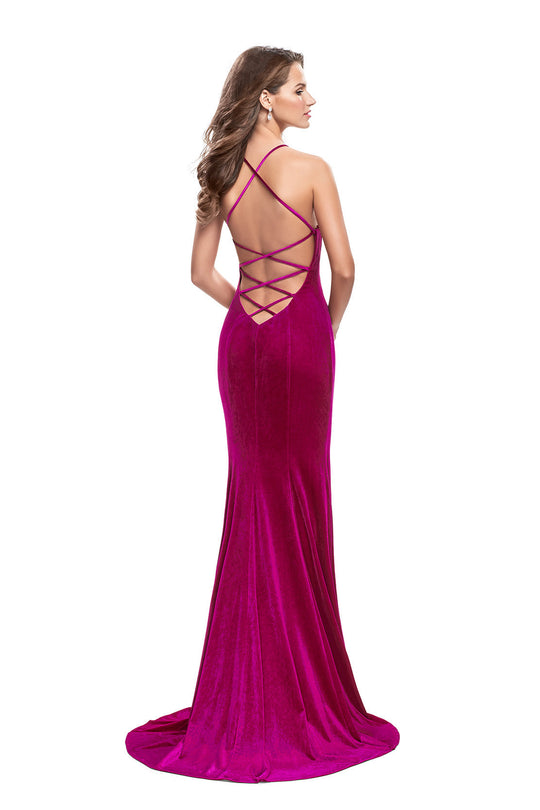 La Femme 25174 - Plunging V Neck Velvet Gown