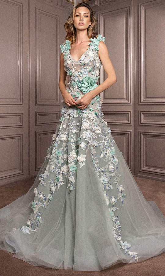 Gatti Nolli Couture GA-7081 - Applique Trumpet Evening Dress
