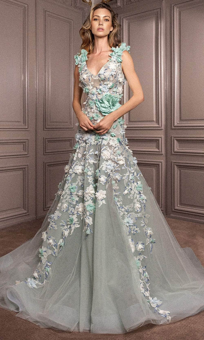Gatti Nolli Couture GA-7081 - Applique Trumpet Evening Dress Evening Dresses 0 / Multi