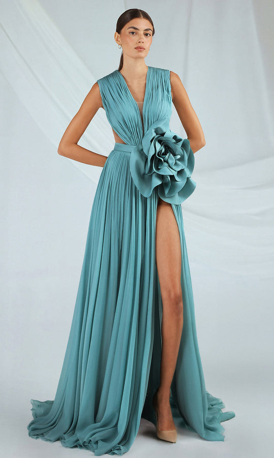 Gatti Nolli Couture OP-7386 - Rose Detail Pleated A-Line Gown