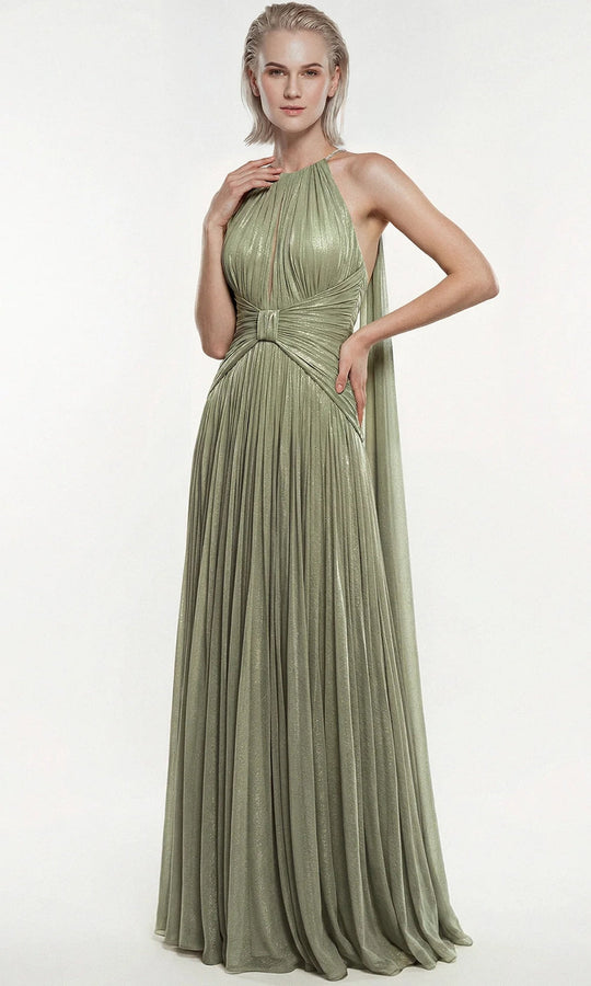 Gatti Nolli Couture OP-7872 - Embellished Halter Pleated Evening Gown