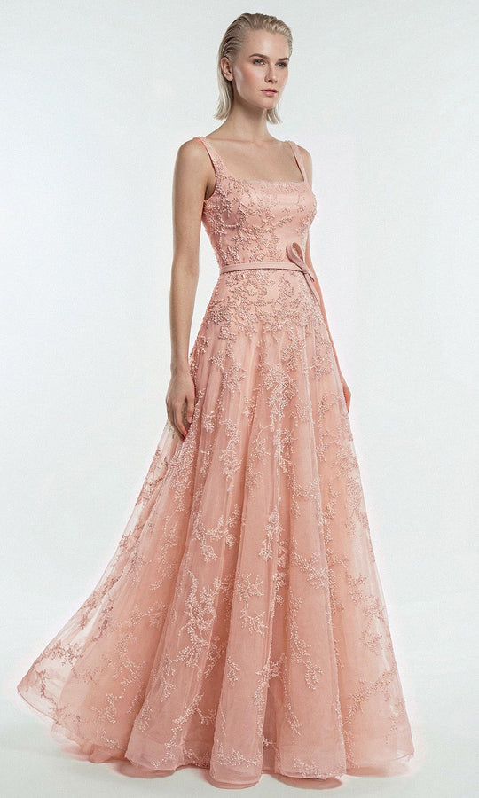Gatti Nolli Couture OP-7876 - Square Neck Sequin Embroidered Long Gown