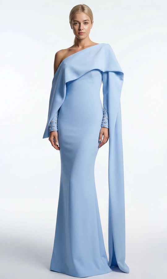 Gatti Nolli Couture OP-7911 - Column Asymmetrical Draped Evening Dress