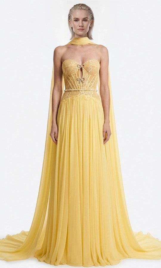 Gatti Nolli Couture OP-7917 - Lace Corset Sweetheart Pleated Long Gown