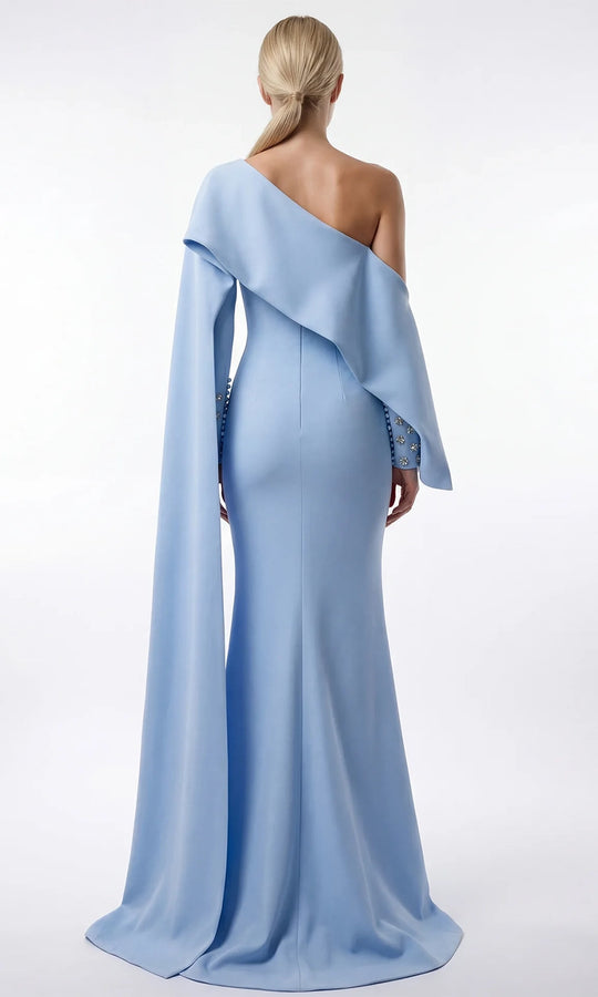 Gatti Nolli Couture OP-7911 - Column Asymmetrical Draped Evening Dress