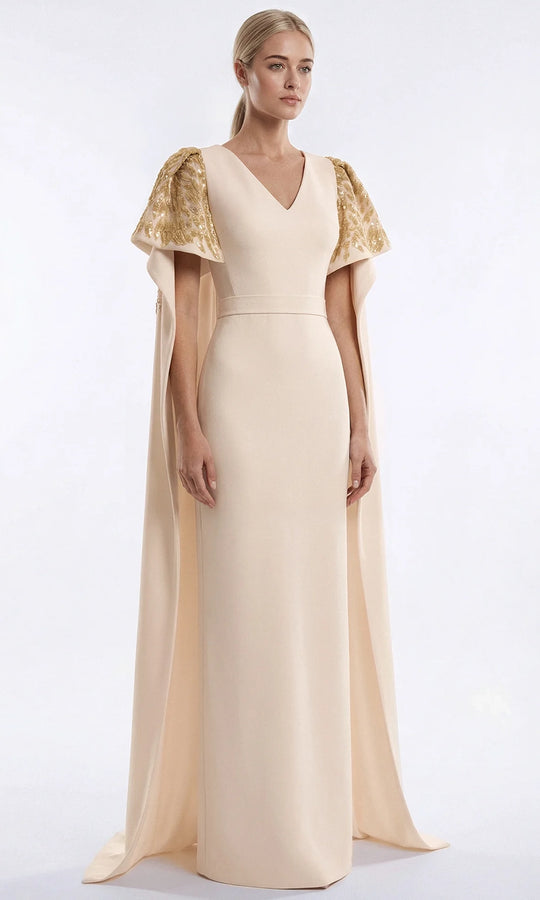 Gatti Nolli Couture OP-7915 - Cape Sleeve Column Evening Gown
