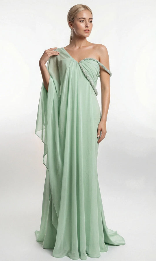 Gatti Nolli Couture OP-7919 - Draped Overlay Sheath Evening Gown
