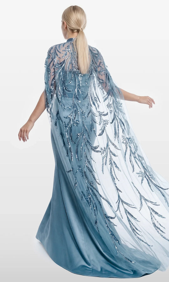 Gatti Nolli Couture OP-7867 - Embroidered Tulle Cape Mermaid Dress