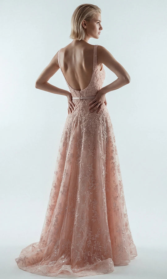 Gatti Nolli Couture OP-7876 - Square Neck Sequin Embroidered Long Gown