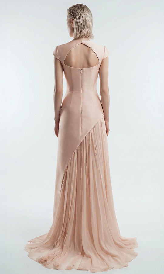 Gatti Nolli Couture OP-7873 - Floral Embroidered Bateau Neck Long Gown