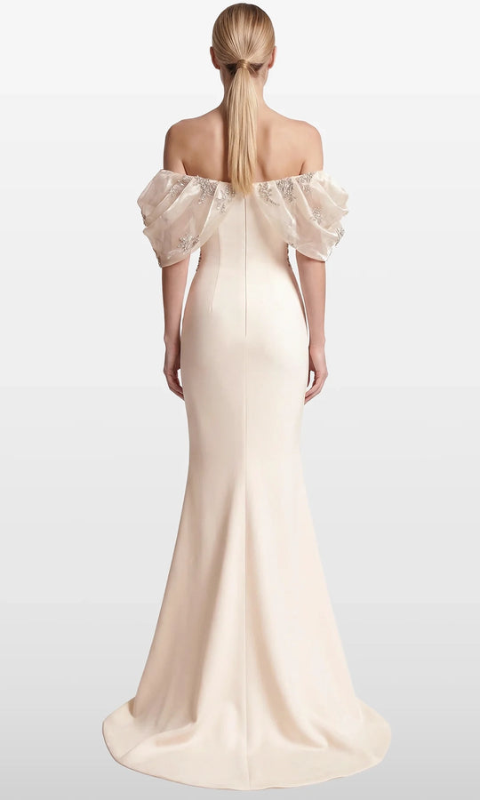 Gatti Nolli Couture OP-7865 - Beaded Applique Front Slit Evening Gown