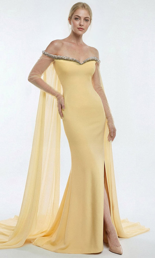 Gatti Nolli Couture OP-7916 - Crystal Accent Off Shoulder Fitted Gown