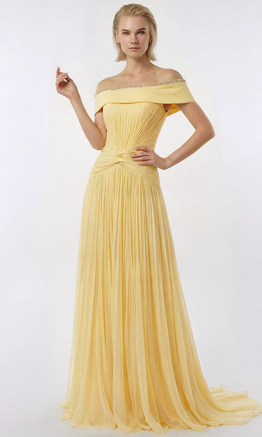 Gatti Nolli Couture OP-7909 - Embellished Trim Pleated A-Line Gown
