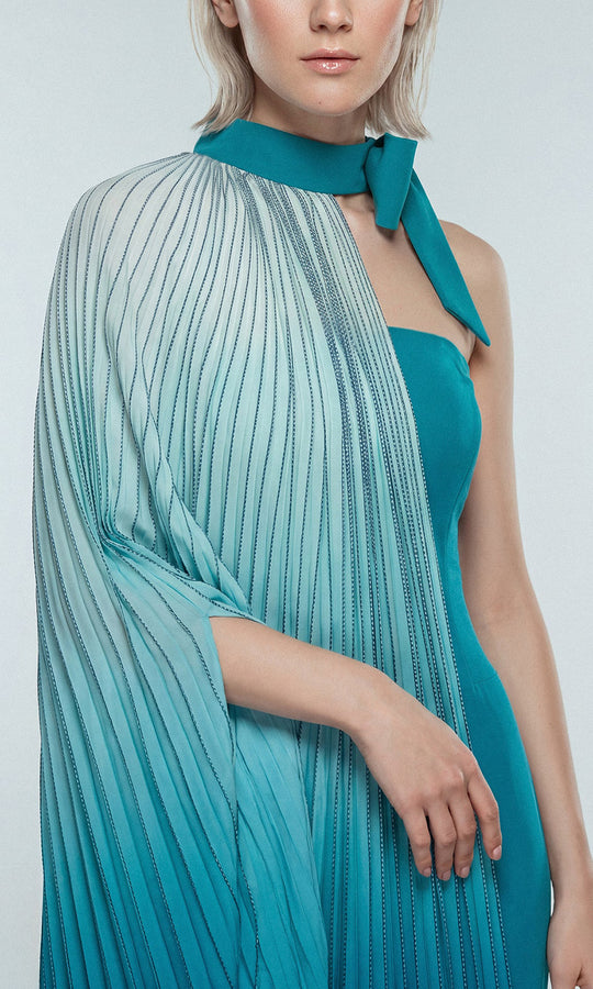 Gatti Nolli Couture OP-7864 - Strapless Long Dress with Pleated Cape