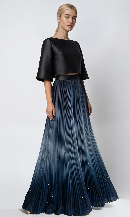 Gatti Nolli Couture OP-7871 - Bateau Neckline Pleated A-Line Dress