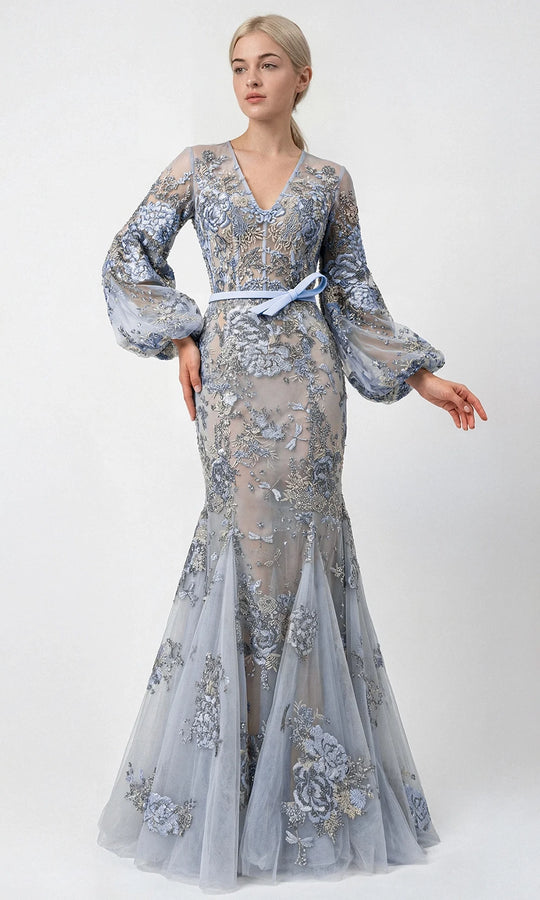 Gatti Nolli Couture OP-7918 - Bishop Sleeve Embroidered Mermaid Dress