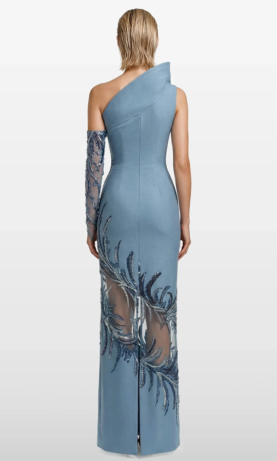 Gatti Nolli Couture OP-7861 - Beaded Asymmetric Dress with Back Slit