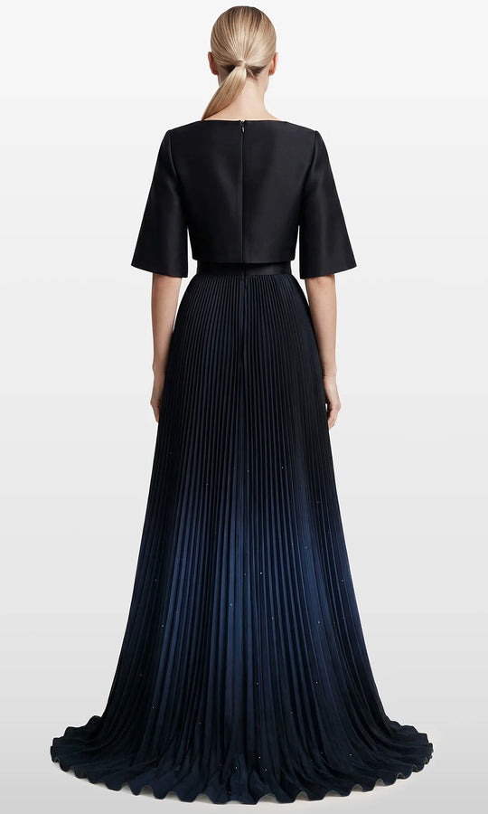 Gatti Nolli Couture OP-7871 - Bateau Neckline Pleated A-Line Dress