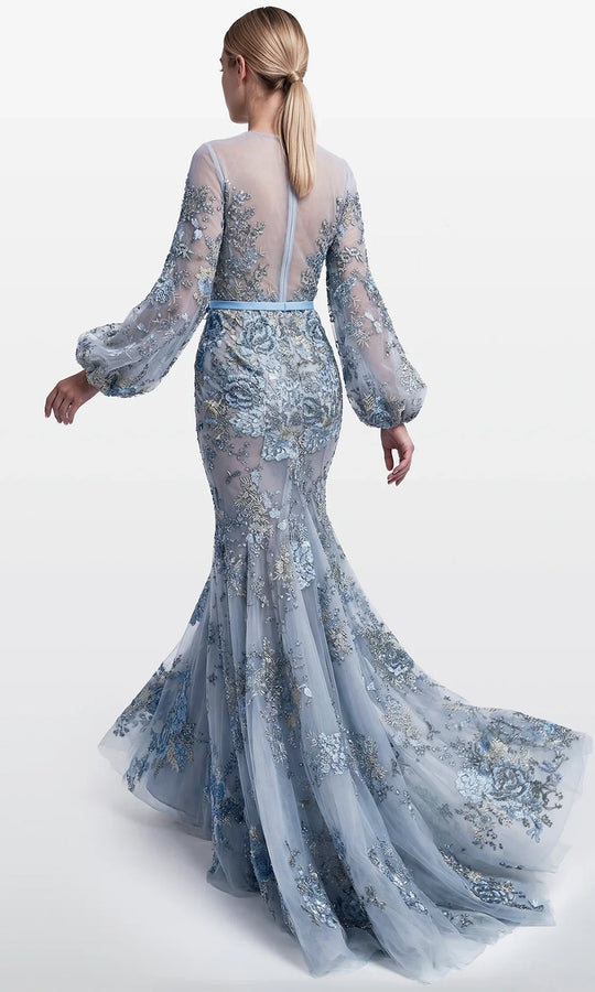 Gatti Nolli Couture OP-7918 - Bishop Sleeve Embroidered Mermaid Dress