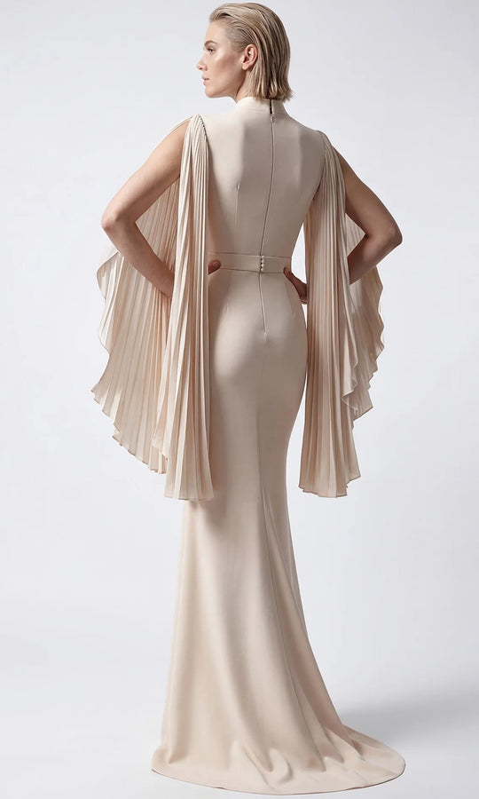 Gatti Nolli Couture OP-7914 - Pleated Cape Sleeve Evening Gown