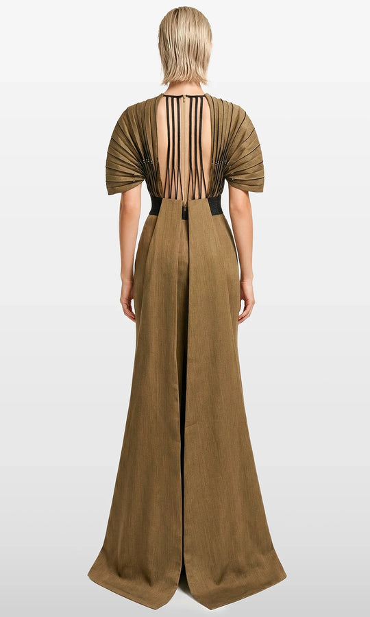 Gatti Nolli Couture OP-7866 - Pleated Bodice Jewel Neck Evening Gown