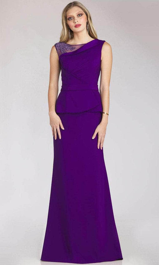 Gia Franco 12164 - Peplum Illusion Bateau Evening Gown