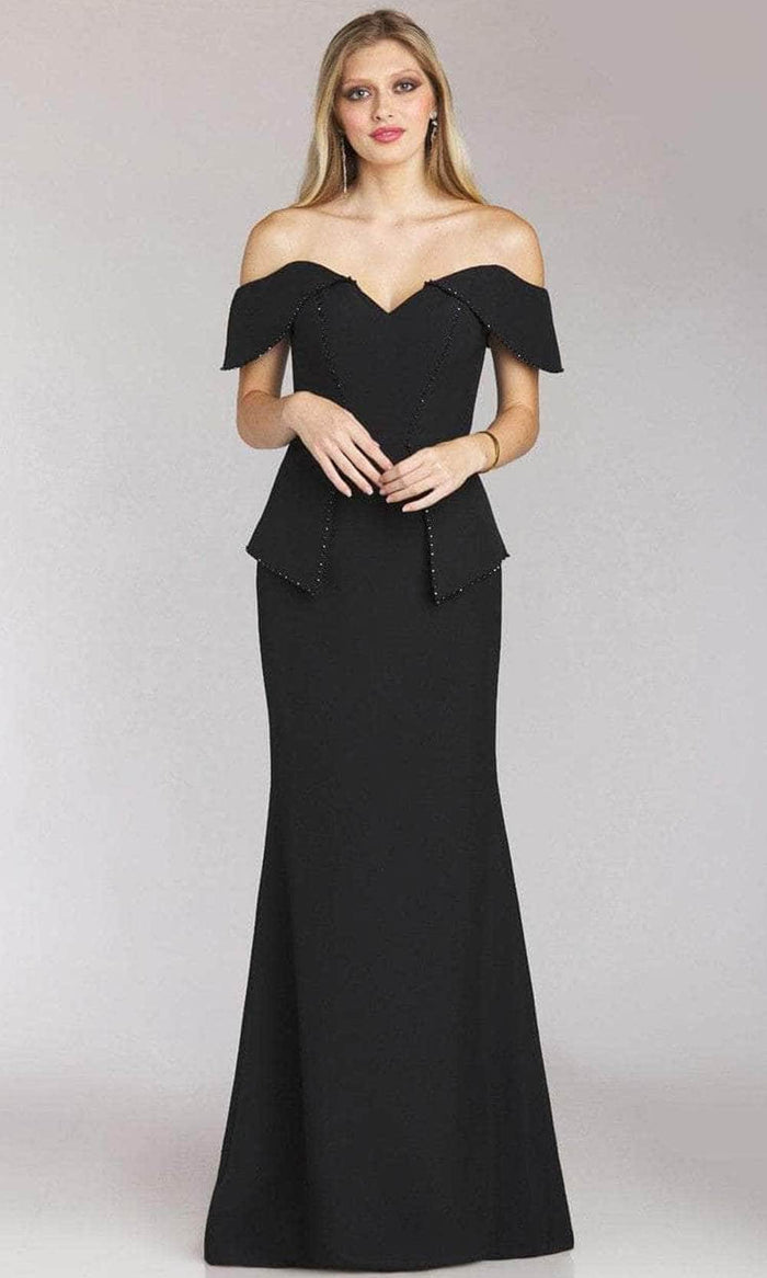 Gia Franco 12206 - Foldover Off Shoulder Prom Dress Prom Dresses 6 / Black