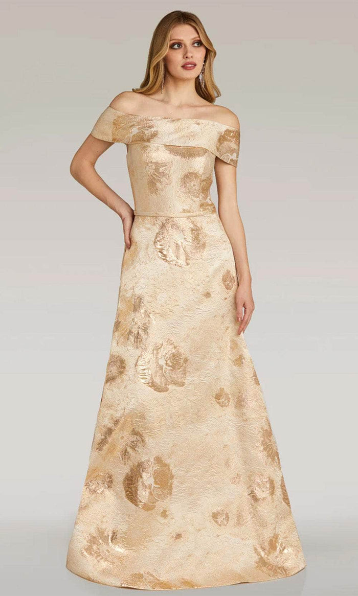 Gia Franco 12250 - Jacquard A-Line Evening Dress Prom Dresses 2 / Champagne