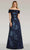 Gia Franco 12250 - Jacquard A-Line Evening Dress Prom Dresses 2 / Navy