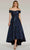 Gia Franco 12251 - Jacquard High Low Dress Prom Dresses 2 / Navy